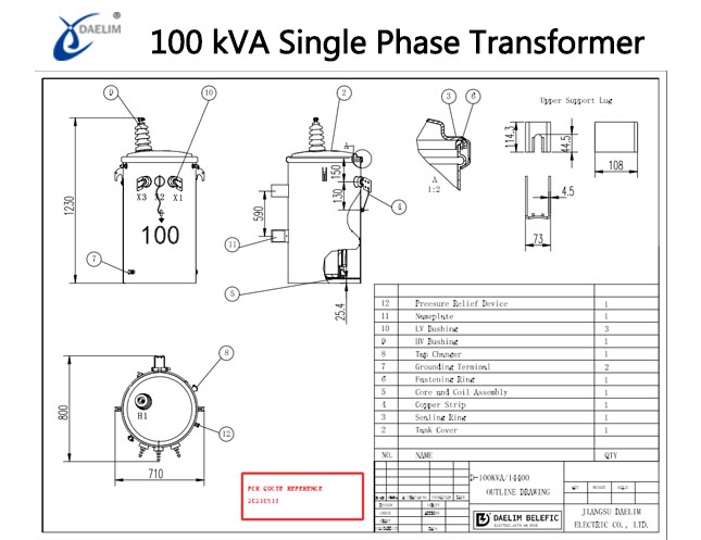 100kva single phase transformer diagram