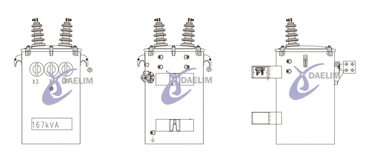 167 kVA 12.47kV Transformer Drawing