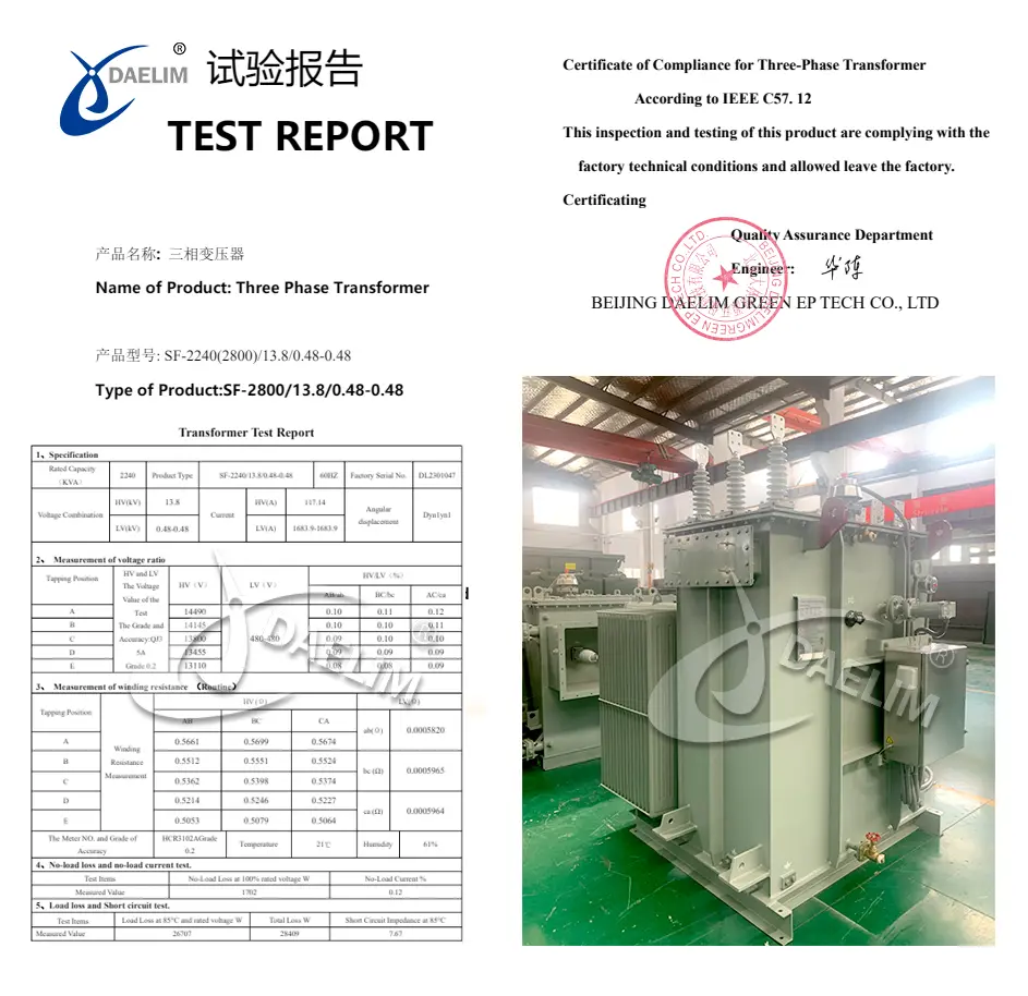 2000 kVA Transformer Test Report