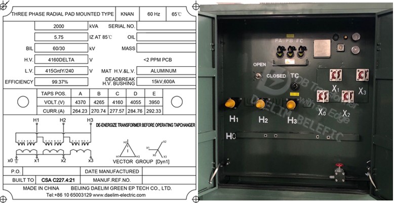 4160v 2000 kva transformer