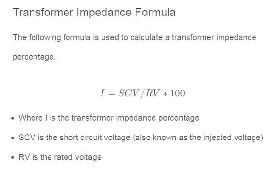 calculate transformer impedance