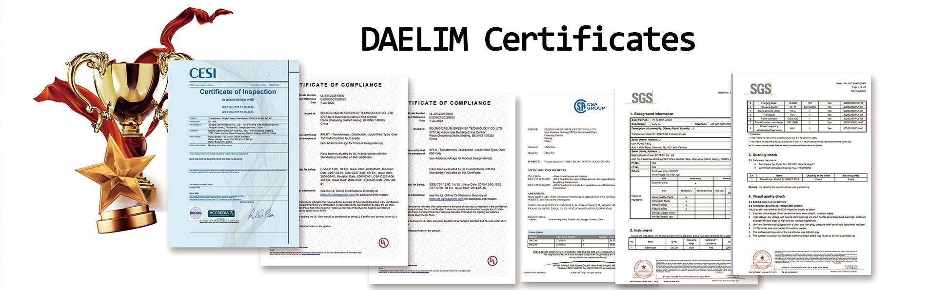 Daelim Transformer Certificate