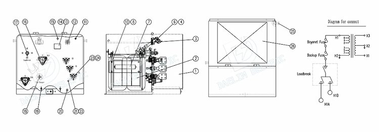 single-phase-pad-mounted-transformer-drawing