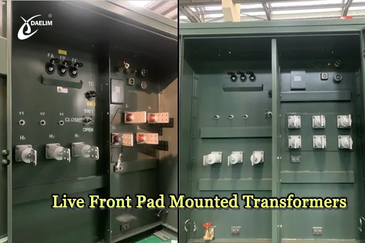 three phase live front pad transformers