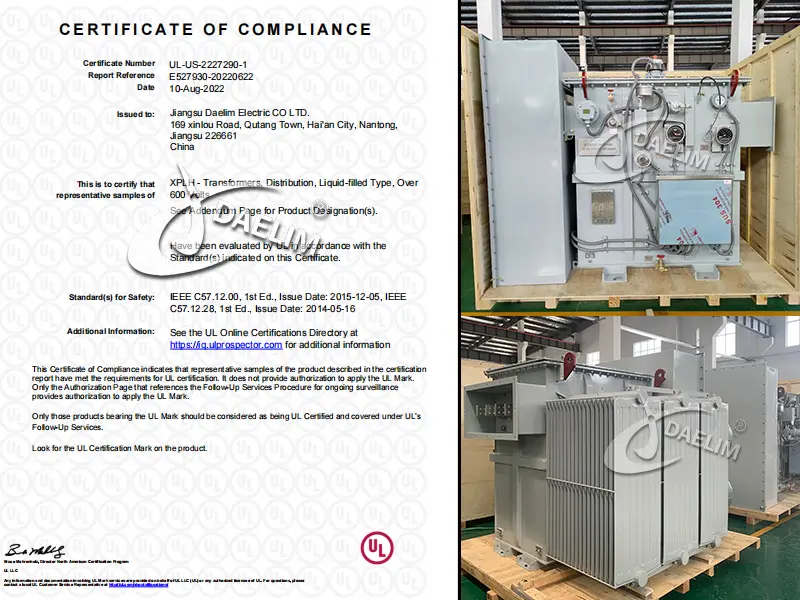 transformer ul certification and shipping